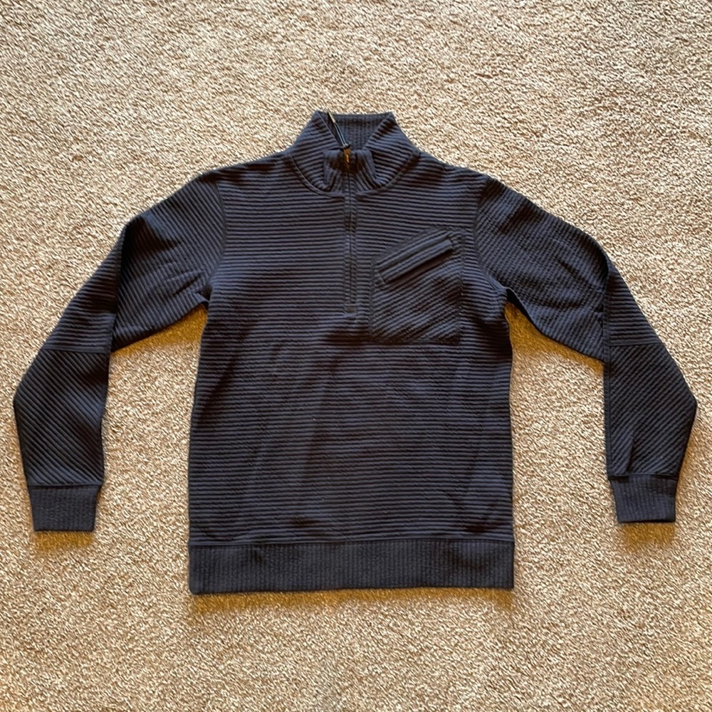 Men’s Designer Billy Reid Quilted Half Zip Sweater - Gray S